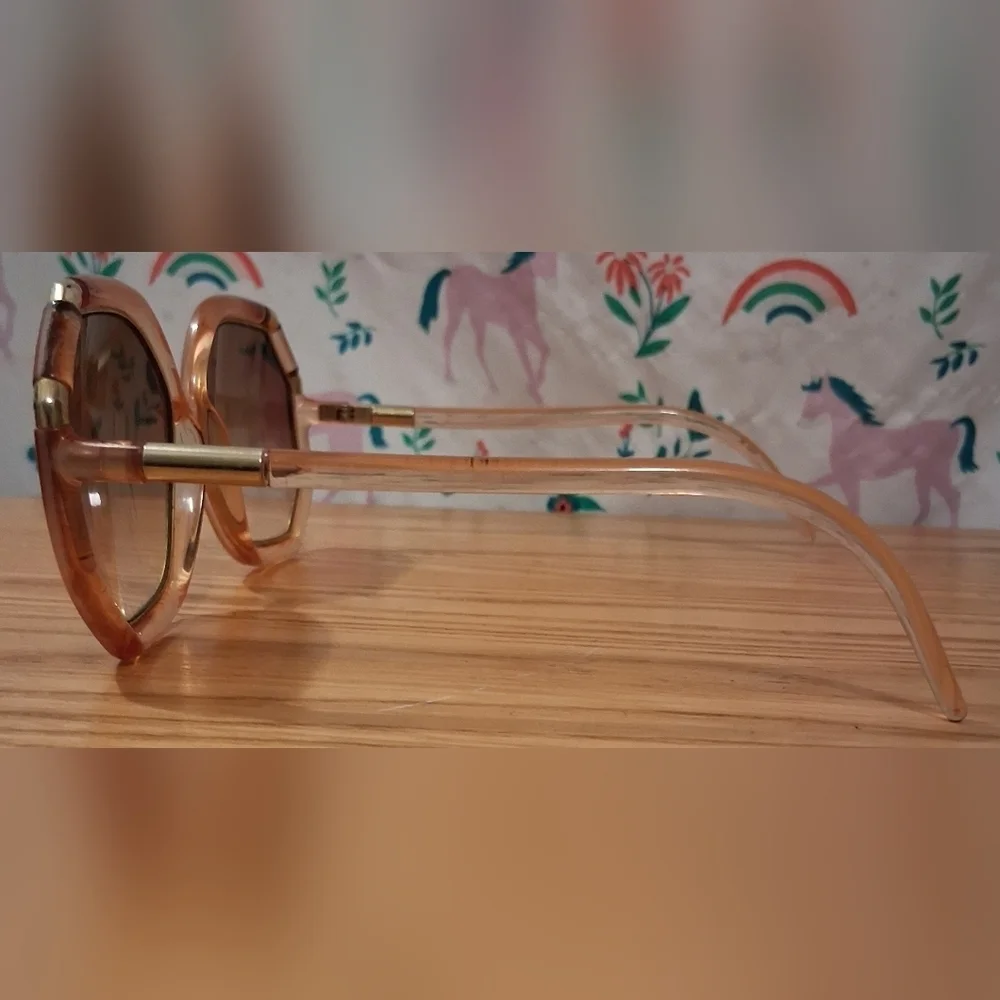 SUPER RARE Vintage 70s Ted Lapidus Brigitte Bardot Peach Retro Sunglass Frames